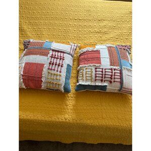 World Market Throw PillowsTextured Patchwork  18” x 18” Set Of 2